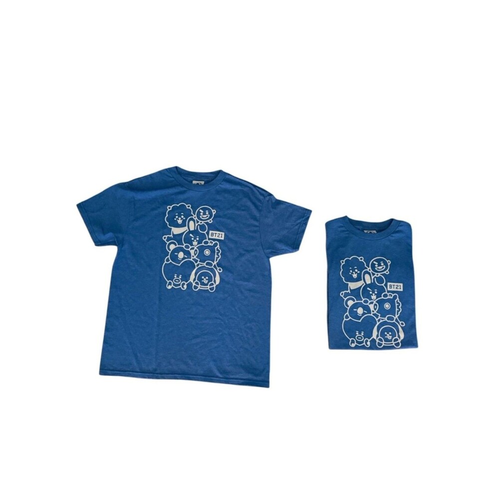 BT21 Kids Graphic T Shirt Lot 2 Blue Short Sleeve BTS new size Small